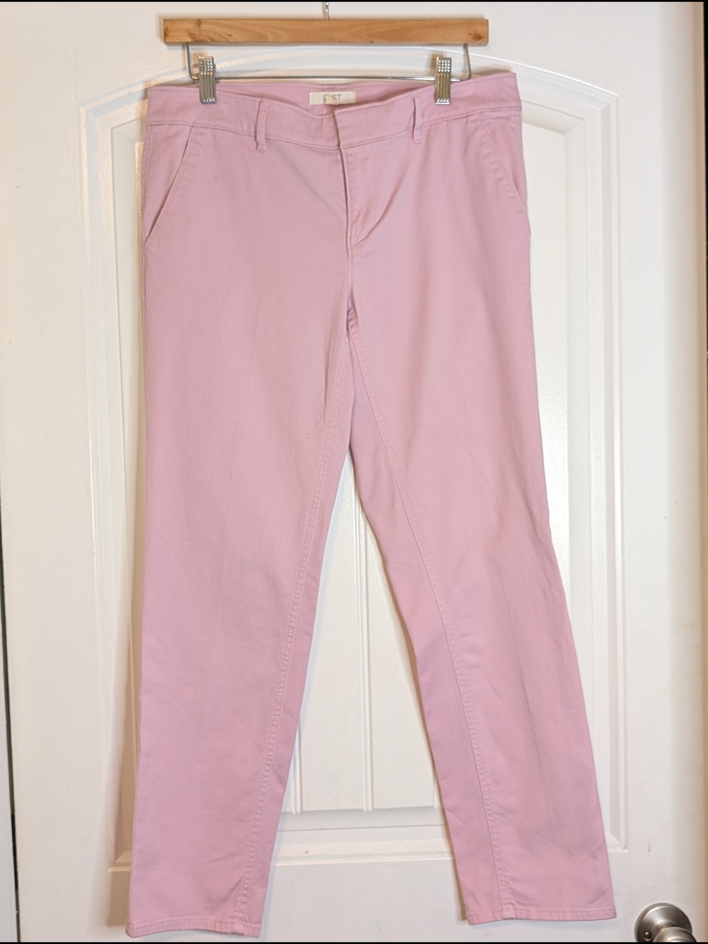 LOFT Light Pink Girlfriend Cotton Ankle Pants - Picture 2 of 14